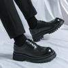 Fashion Thick Soled Casual Men's Leather Shoes Classic Black Brown Style Leisure Business Office Height Increasing Groomsmen Shoes