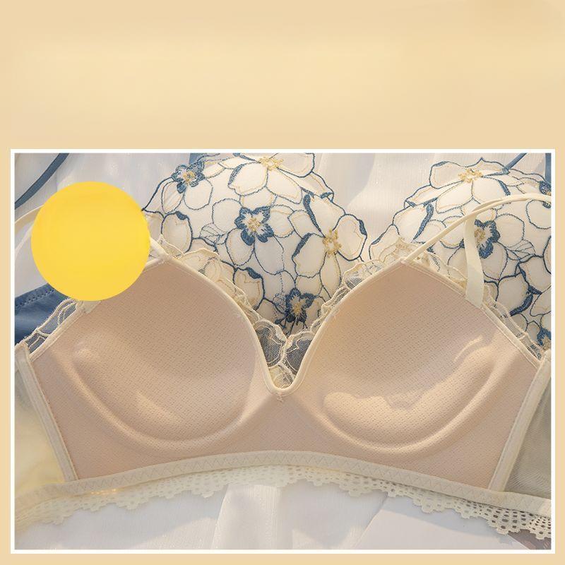 Бюстгальтеры для большой груди Цветочные кружевные Пуш-ап бюстгальтеры для женщин Регулируемое беспроводное нижнее белье Женское нижнее белье Модные милые бюстгальтеры для девушек