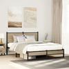 VidaXL Metal Bed Frames with Sonoma Oak Headboard 150x200 Cm, Double Bed, Bedroom Furniture, Bed 4007888