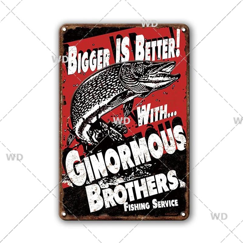 Funny Fishing Metal Tin Sign Retro Vintage Plaque Metal Poster Go Fishing Lover Gift Plate For Men Cave Fishing Home Wall Decor