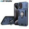 KEYSION Shockproof Armor Case for HONOR 400 Lite 5G Slide Camera Protection Ring Stand Phone Cover for Huawei Honor 400 Lite 5G