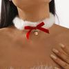 Рождественский бархатный бант с колокольчиком, женский плюшевый чокер-ожерелье из ленты, цепочка для ключицы