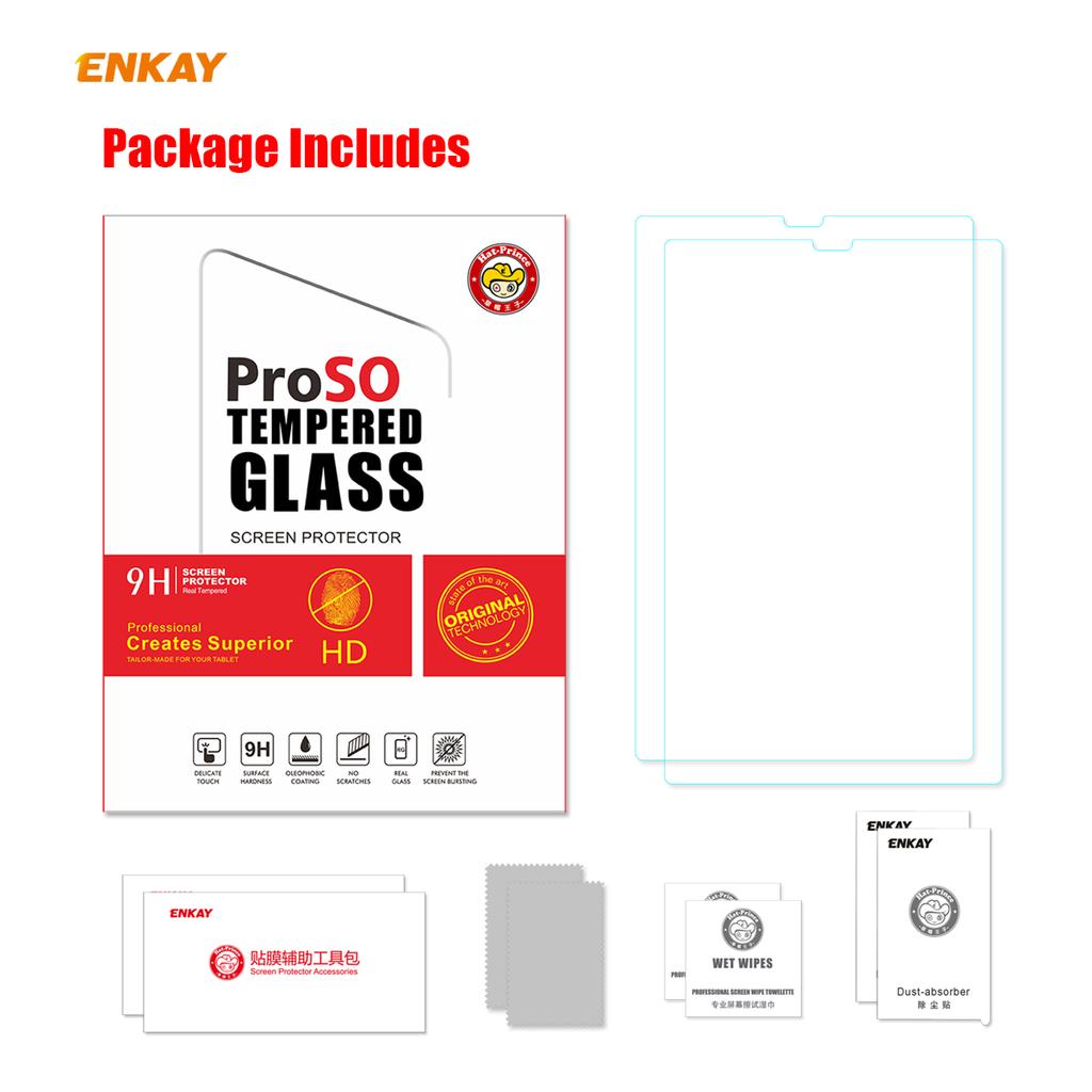 ENKAY 2Pcs/Set 0.33mm 9H 2.5D Arc Edge Tempered Glass Screen Protector for Lenovo Tab M10 Plus 10.3 TB-X606F/Tab K10
