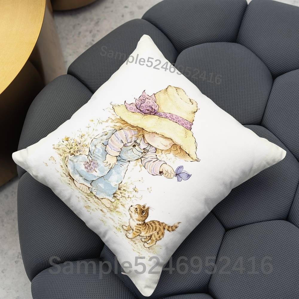 SSarah Kay Cute Square Cushion Pillow Case Sofa BedroomLiving Room Backrest Multiple Sizes Washable Covers