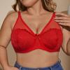Women Red Plus Size Lace Full Coverage Thin Molded Cup Bra with Underwire Elegant Sexyc D Cup Underwear for New Year