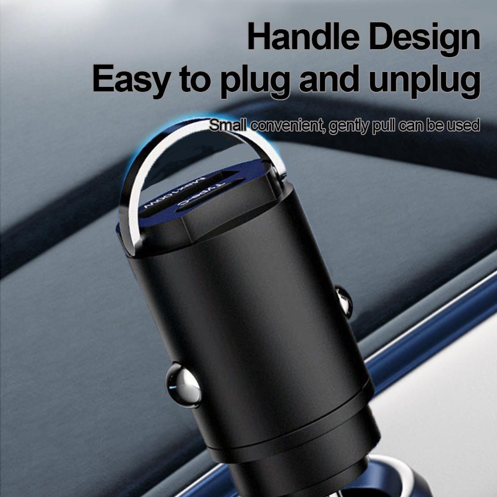 200W Mini Car Dual Port USB Charger Lighter Fast Charging Lighter Socket 100w PD Usb Type C Dual Ports Invisible Metal Charger