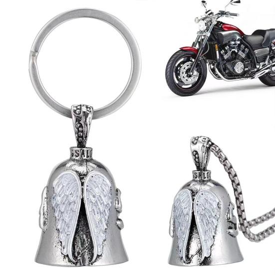 Luck Riding Bell Motorcycle Guardian Angel Wings Lucky Exorcist Bell Keychain Good Luck Talisman Keyring
