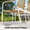 Stackable Wicker Garden Chairs, Set of 2, Armrests, Backrest, 55 x 57 x 82 cm, Yellow