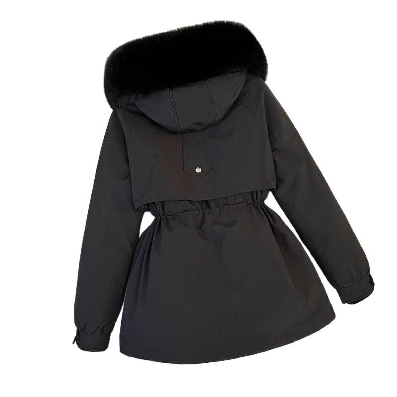 Женская парка 3-в-1 средней длины: Съемная подкладка, Наполнитель из хлопка, Ветровка.