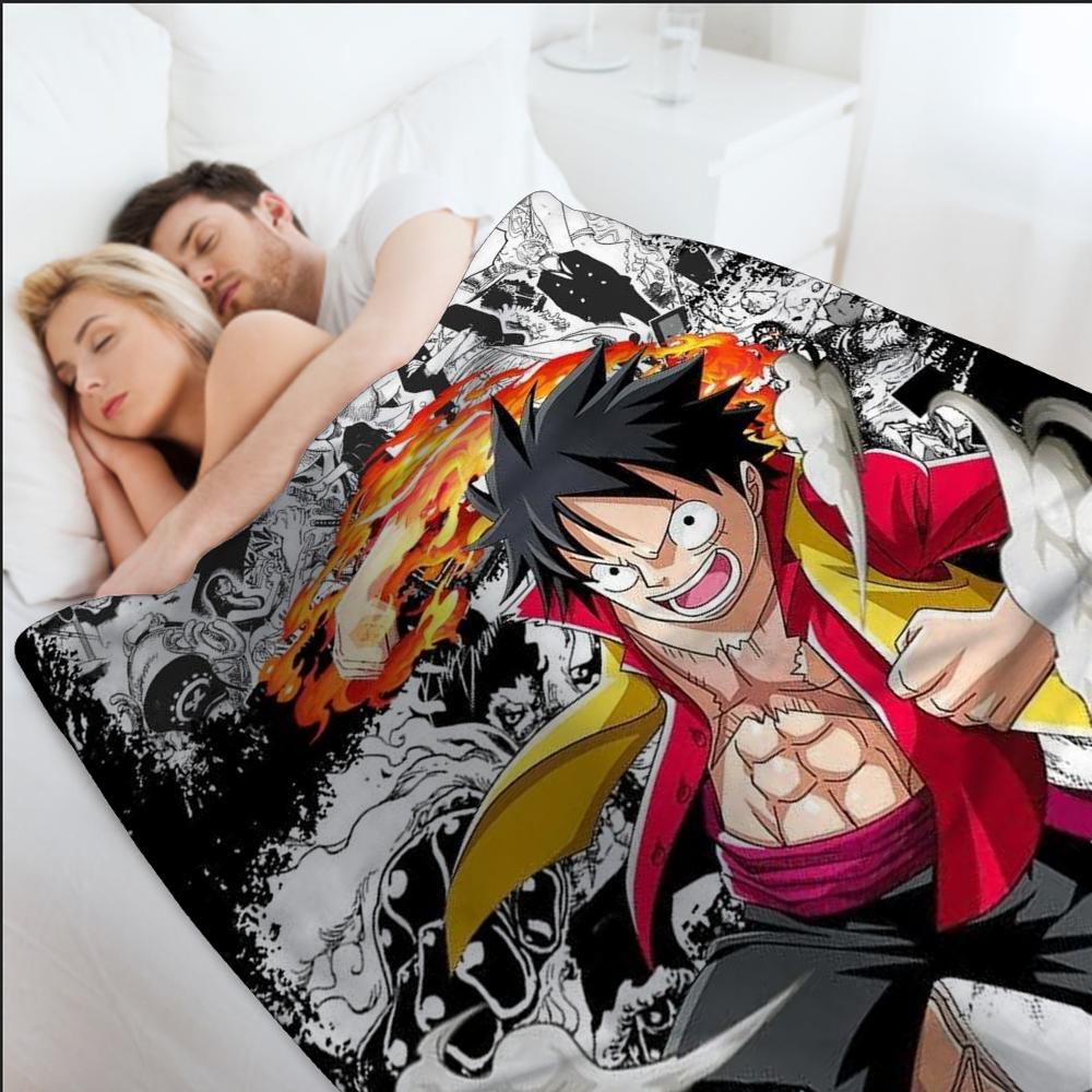 1 шт. Аниме One Piece Плед Покрывало Эстетичный Портативный Домашний Путешествия Кемпинг Диван Пикник Толстый Теплый Фланелевый Плед