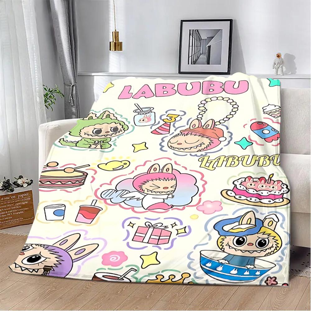 Милое мультяшное одеяло с принтом Лабубу, одеяла для пикника, теплое одеяло, мягкое и удобное одеяло для дома, путешествий, подарка на день рождения