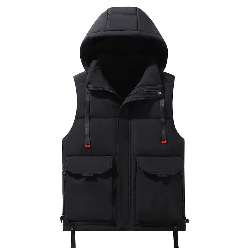 Плюс размер L-8XL осенний стеганый жилет для мужчин новые толстые теплые безрукавки с капюшоном черный жилет мужское холодное пальто для зимы