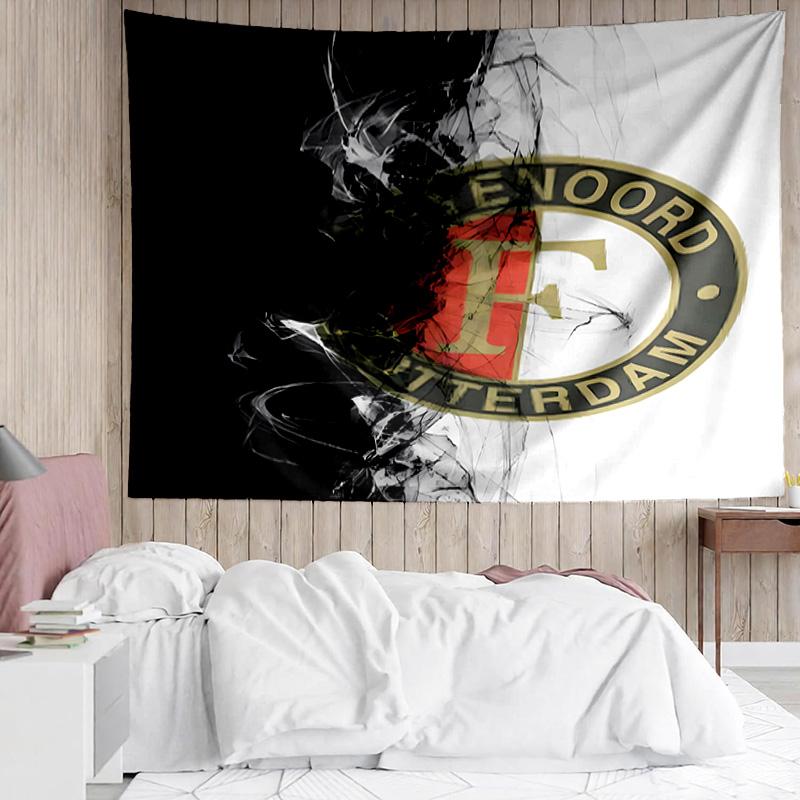 Feyenoord Rotterdam logo Tapestry for Bedroom Aesthetic Classroom Tapestries Wall Hanging for Living Room Dorm Office,Ideal Creative Gift