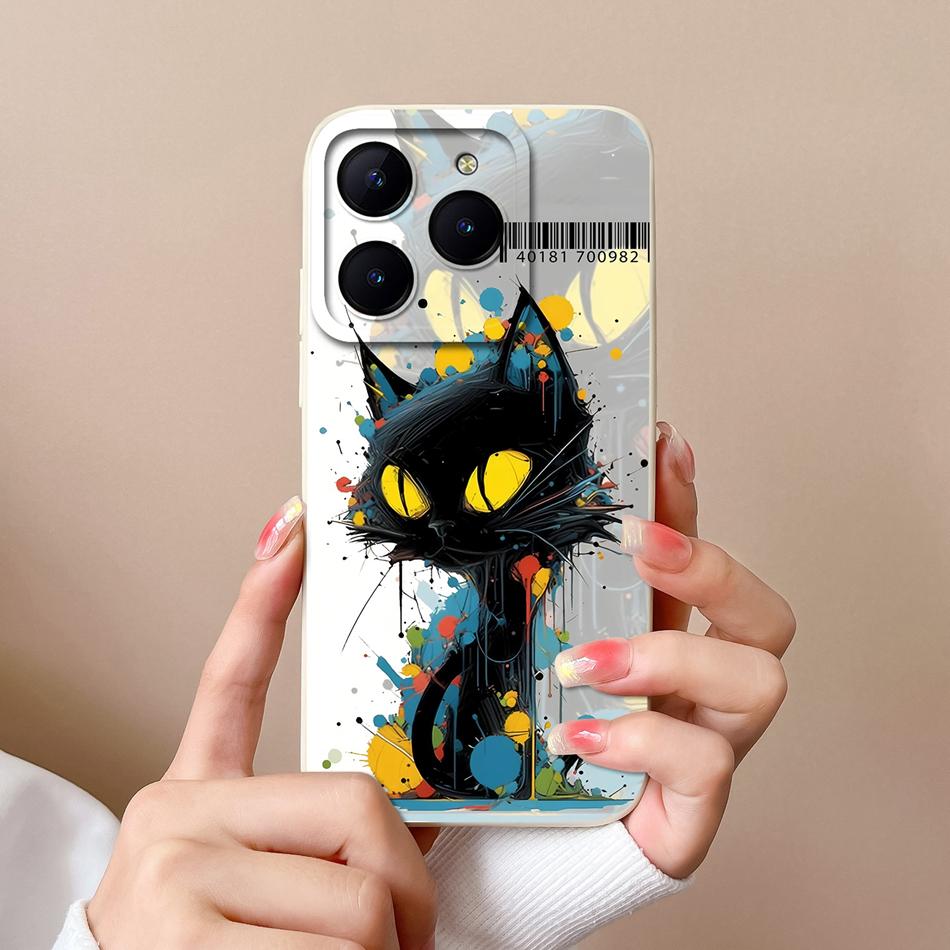 Чехол для Realme C61 C63 Милые Девушки Чехлы для Телефона Для Realme C 61 Защита Камеры Жидкий Силикон Защита от Падений Мягкая Задняя Крышка Capa