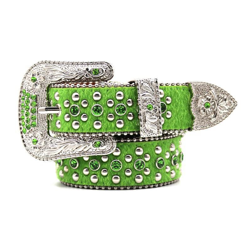 Women's Full Diamond Rivet Alloy Buckle Fashion Trend Custom Rhinestone PU Leather Belt