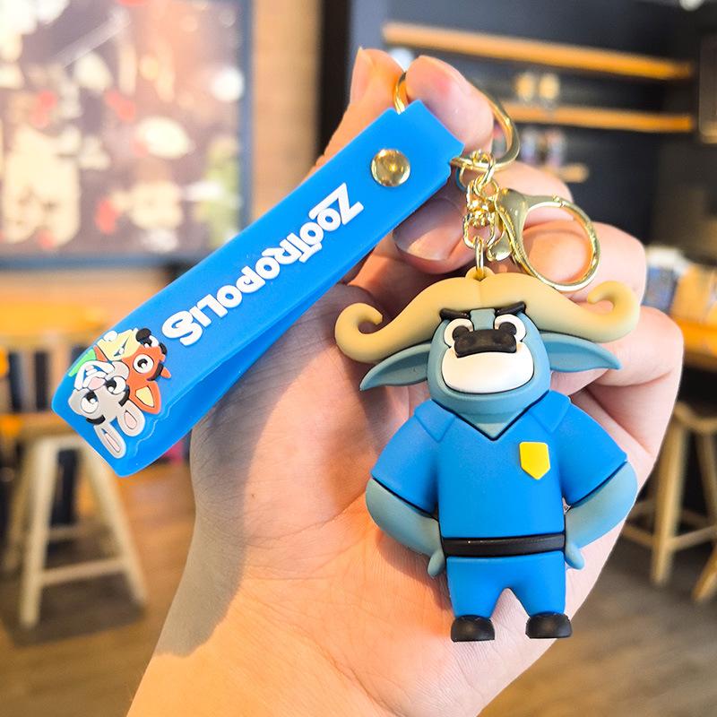 Cute Zootopia Keychain Pvc Cartoon Character Judy Nick Chief Bogo Keyring Hanging Couples Bag Decoration Festival Gift