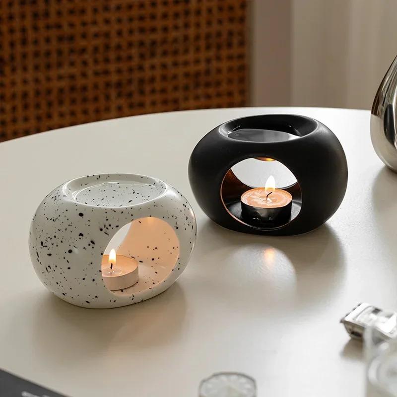Простой черный держатель для нагрева свечей, керамика, эфирное масло, тростниковый диффузор, печь, бытовая СПА, ароматерапия, курильница для благовоний
