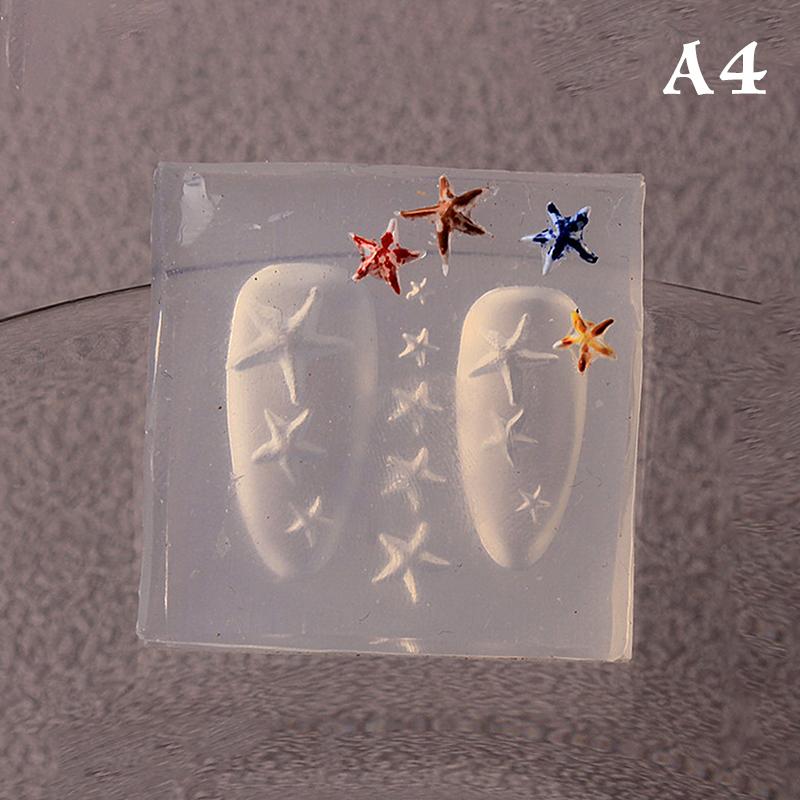 Silicone Nail Carving Mold Ocean Style Shell Conch Starfish 3D Stamping Plate Nails Stencils Diy Uv Gel Manicure Tools Nail Art