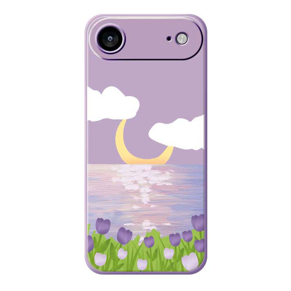 For iPhone 17 Air Case Flowers and Sea Pattern Printing Straight Edge TPU Phone Back Cover