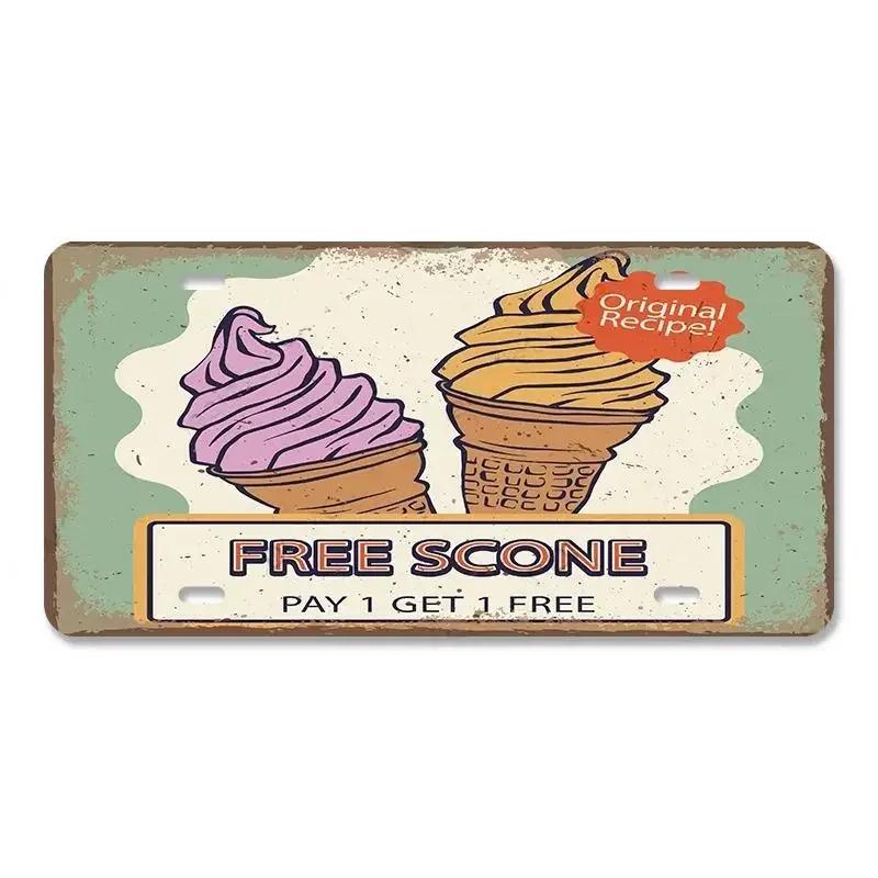 Vintage Delicious Foods Plate Metal Aluminum Sign Pizza Hot Roll Sandwich Donuts Metal Poster Home Cafe Restaurant Wall Decor