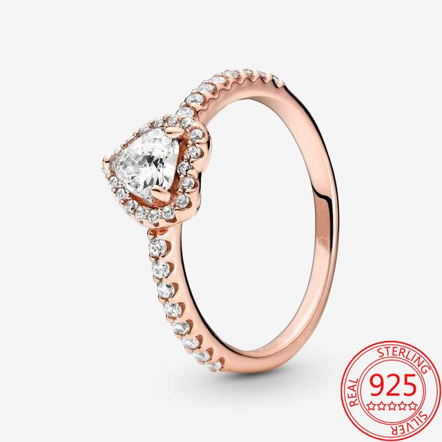 Классическое кольцо из стерлингового серебра 925 пробы, куполообразное золотое кольцо в форме сердца, обручальное кольцо для женщин, модные ювелирные изделия