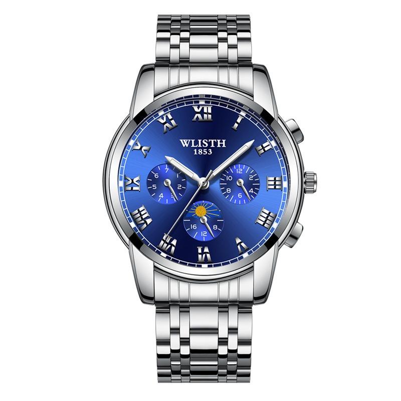 Top Brand Steel Band Business Waterproof Watch Men's Fashion Luminous Wristwatch