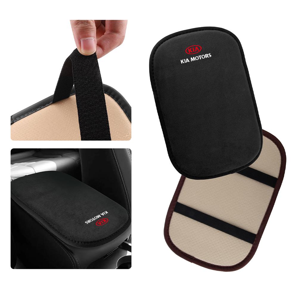 RRPM6 1pc Car Armrest anti-pollution Soft PU Leather Hand Cover Center Cushion Armrest Mat For KIA Rio Soul Seltos Forte K5 K3 Stinger