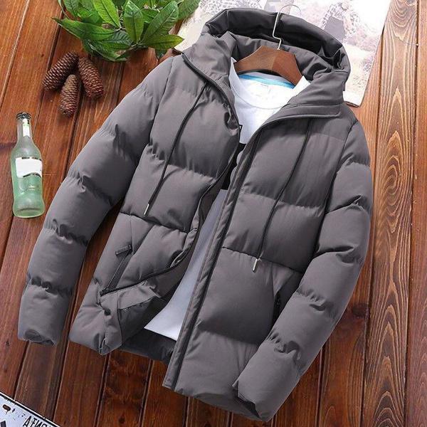 Новое мужское утолщенное теплое хлопковое пальто Зимняя мода с капюшоном на молнии Slim Fit сплошной цвет куртка пальто повседневная мода мужское пальто плюс размер S-5XL