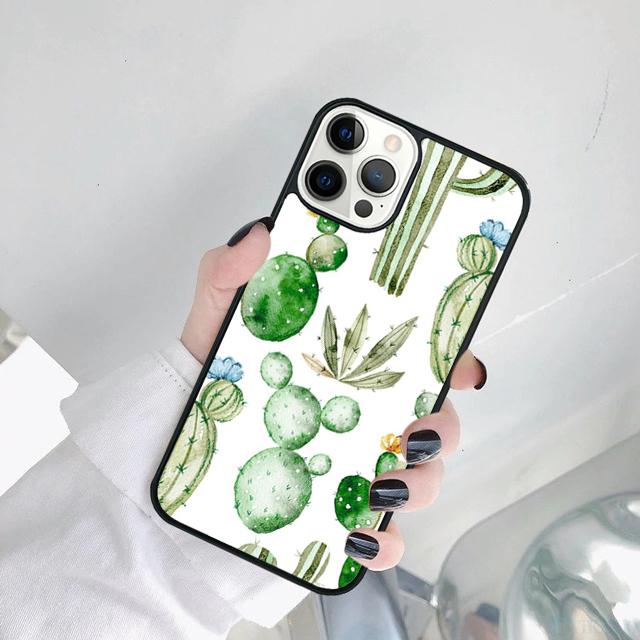 Чехол для телефона с узором кактуса Для iPhone 17 Air 15 Pro MAX 16 Plus 14 12 11 13 coque