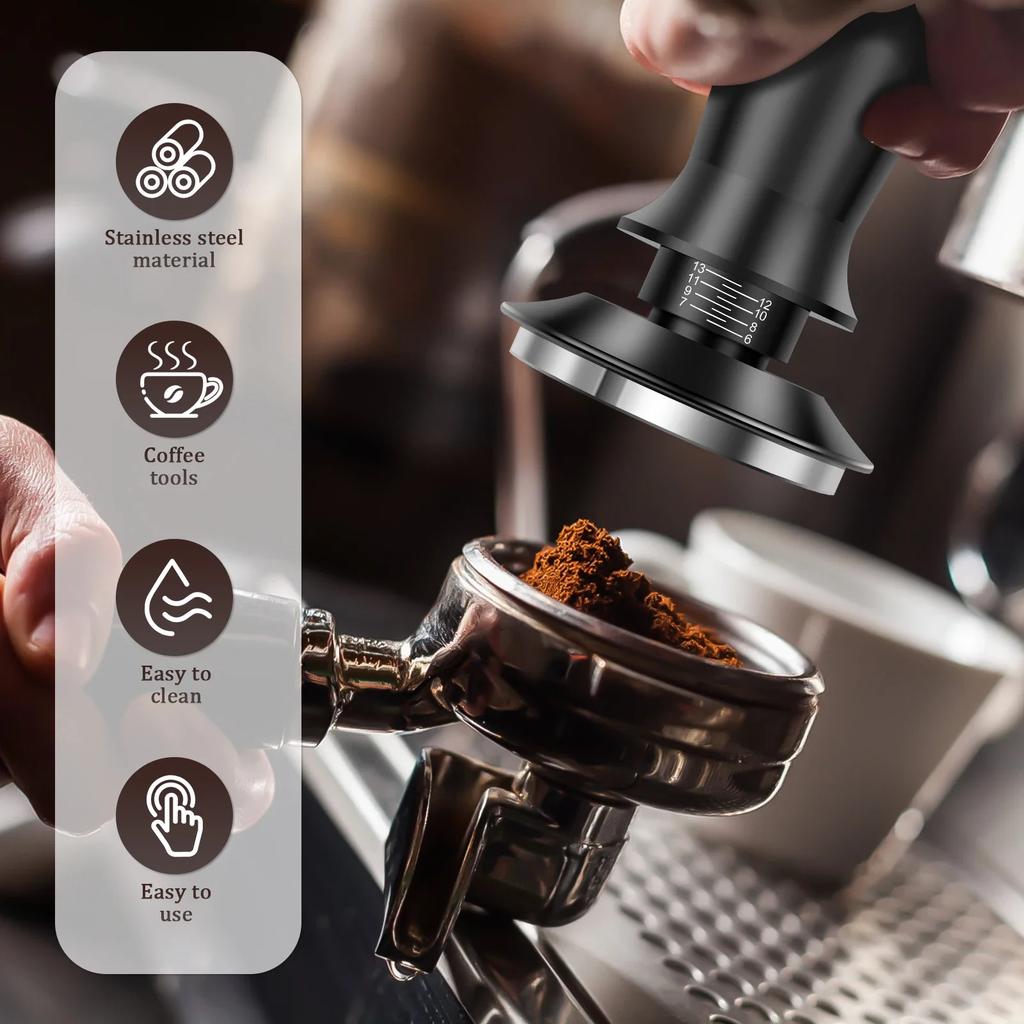 Темпер для эспрессо 304 нержавеющая сталь 51 мм Темпер для кофе с весами 30 фунтов Ручной пресс Инструмент для прессования кофе бариста С фильтровальной бумагой