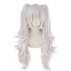 Heat-Resistant Cosplay Wig with Twin Tail Buns, "Second Castle" White/Violet, Cosplay Props, Halloween Costume Wig + 3 Bonus Items