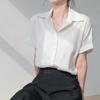 Рубашка Блузка Короткий рукав Летняя Рубашка с воротником Шифон Белый Офисная Повседневная Топы Непрозрачный Офис Бизнес Поездки на работу Повседневный Высоко дышащий [Xiaoyu]