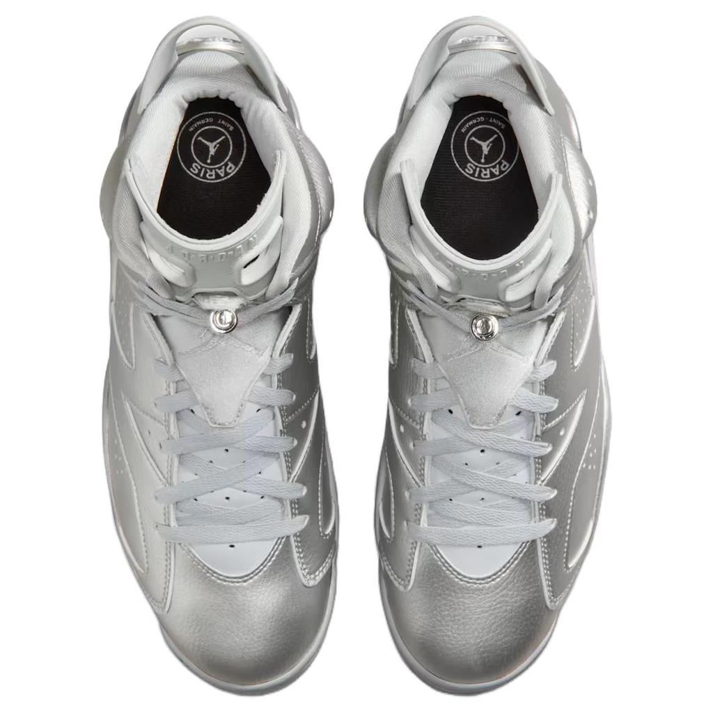 PSG x Jordan Air Jordan 6 Abrasion Resistant High top Vintage Basketball Shoes Men's Silver IQ5135-001