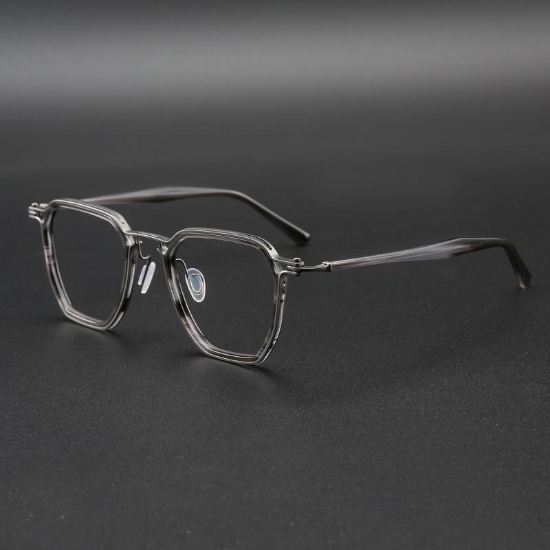 Мужская ретро оправа для очков из чистого титана 160 мм для широких лиц - Совместима с рецептурными линзами