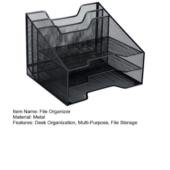 Органайзер для лотков для писем, настольный сетчатый органайзер для файлов с 3 лотками для бумаги и 2 вертикальными секциями, металлический сортировщик файлов для офисных принадлежностей