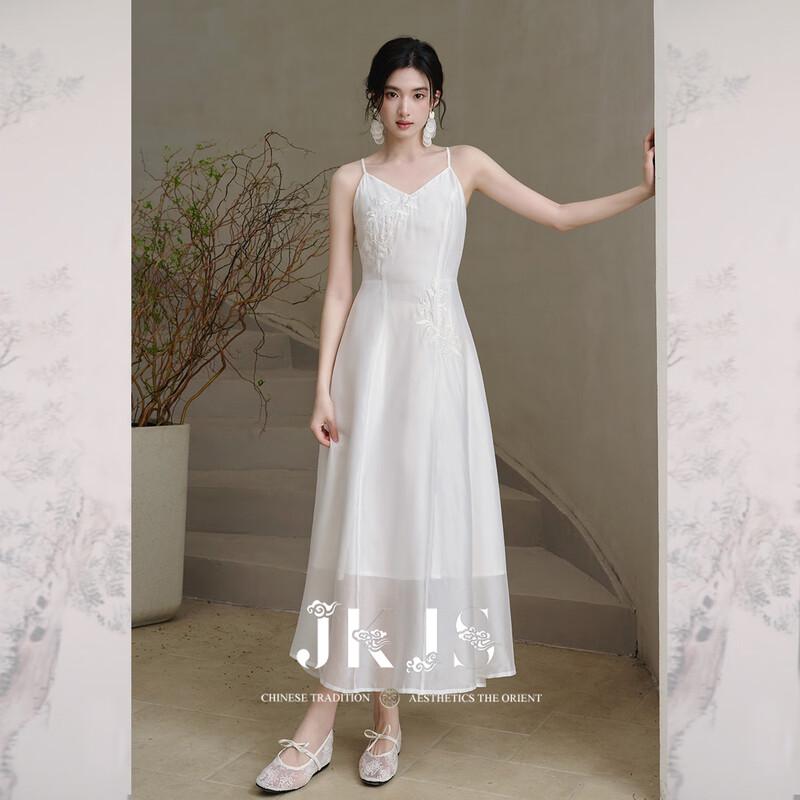 JK&JS 'Floating Cloud Scroll' New Chinese Style Long Slip Dress
