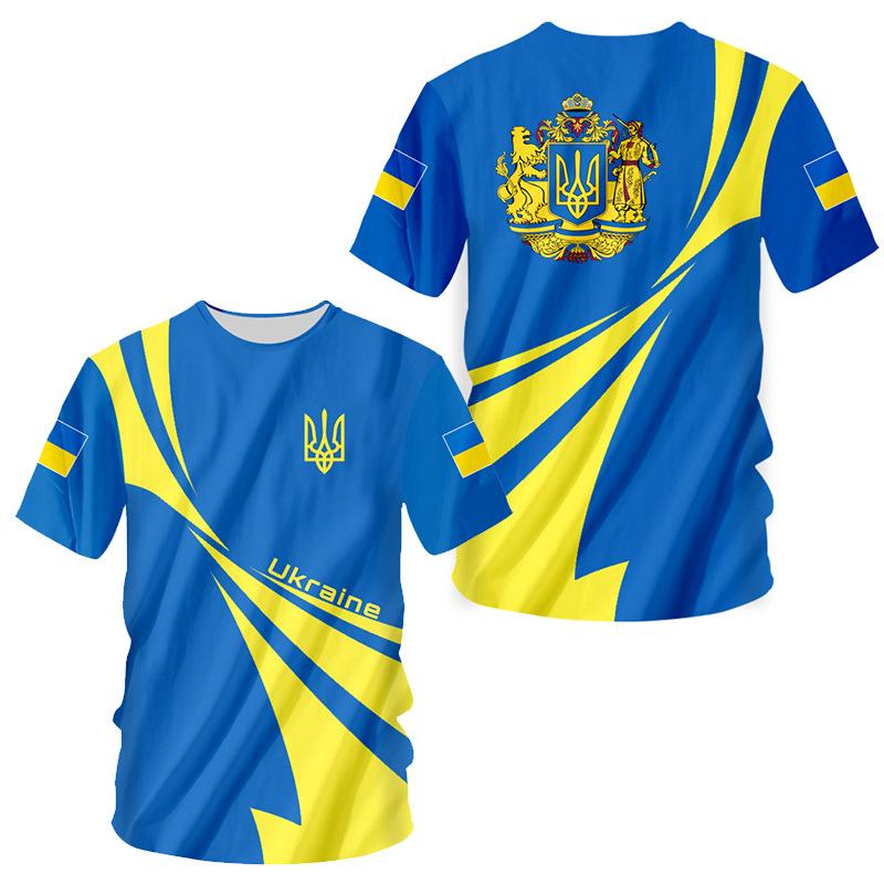 Ukraine Flag Camo Printed 3D T-shirt Summer Ukrainian Veterans Training Clothes Personality Teenage Short Sleeved O-neck Top