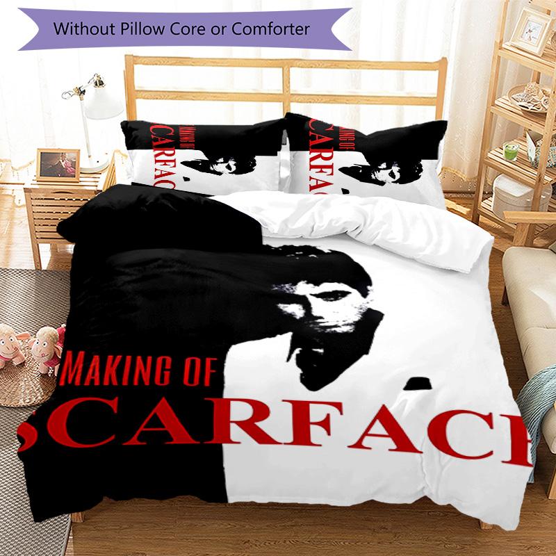 3pcs tony montana Scarface pattern bedding set duvet cover set includes duvet cover &pillowcases, perfect all season bedroom decoration & gift