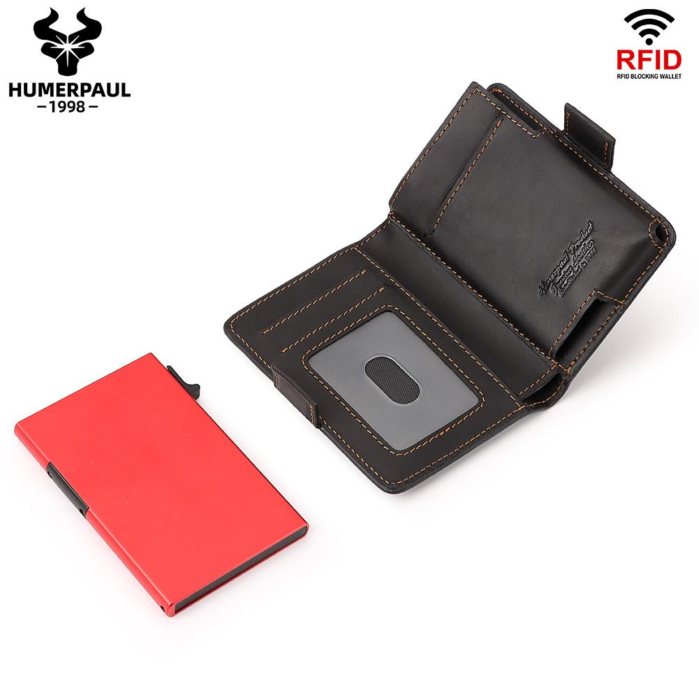 Humerpaul Leather Wallet Credit Card Wallet With Airtag Pocket