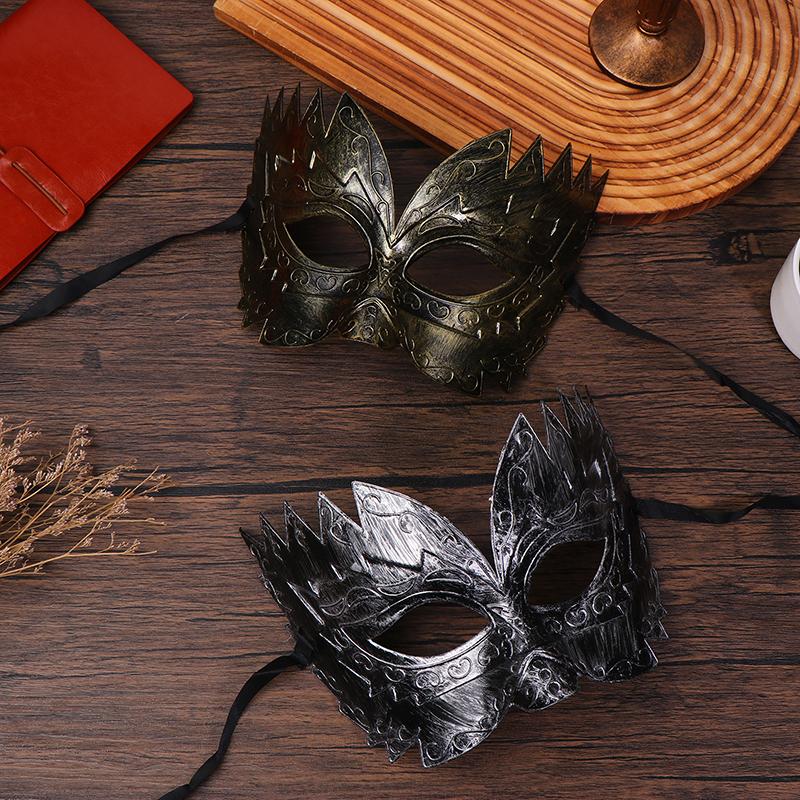 1Pc Carnival-Masquerade Mask Vintage Mask Gold Silver Half Face Mask Plastic Halloween Costume Party Mask Women Men