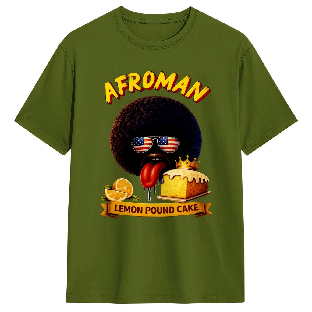 Lemon Pound Cake Afroman Cotton TShirt For Mens Beach Vintage T Shirts Crewneck Novelty Tee Shirt Oversized Hot Sale Tops
