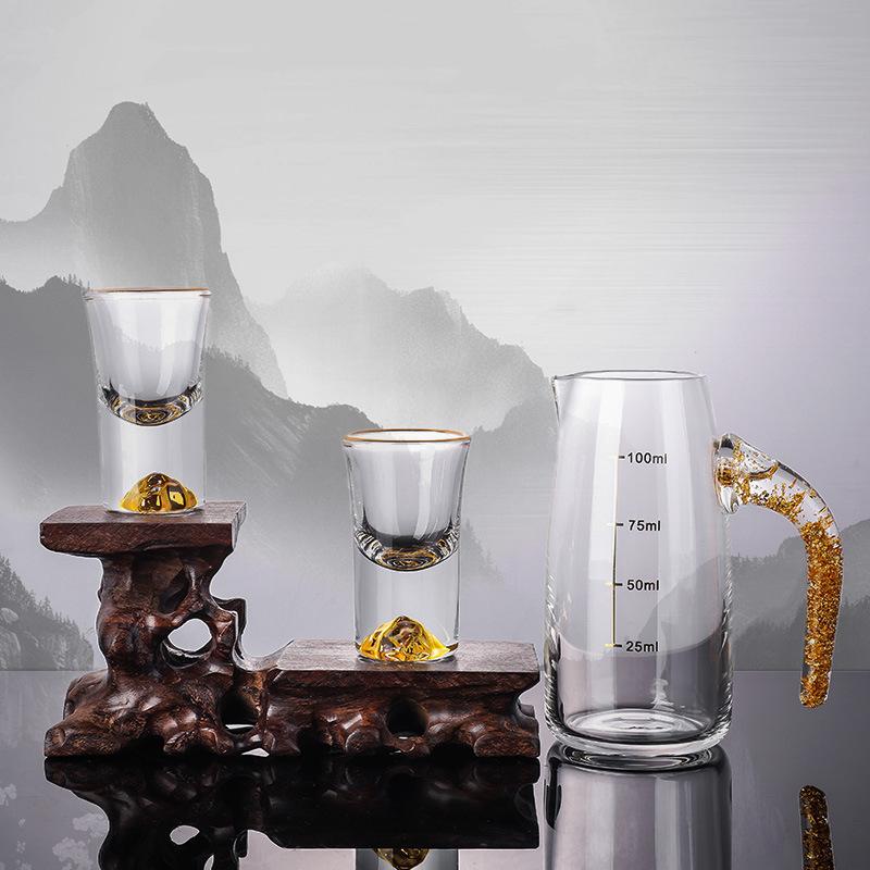 Маленький бокал для вина с золотой фольгой, набор подарочной коробки дозатора для вина, хрустальный усиленный бытовой бар, стакан-пуля, набор бокалов для иностранного вина, трезвый