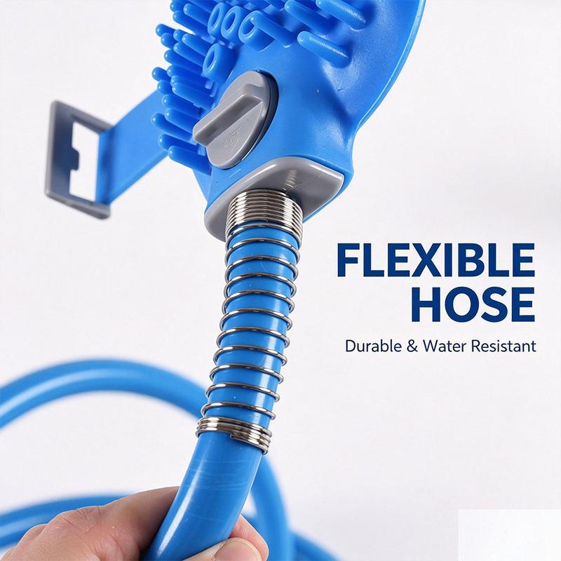 2‑in‑1 Pet Bathing Tool Dog Shower Sprayer Massage Glove, Flexible Hose Quick Connect Bath Brush for Dog Cat Indoor Outdoor Wash