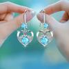 New Creative Heart Shaped Drop Earrings for Women White/Pink/Blue Cubic Zirconia Elegant Bride Wedding Earring Trendy Jewelry