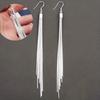 Women Fashion Silvery Tassels Earrings Hook Drop Long Dangle Earrings for Party Prom Girlfriend Gifts
