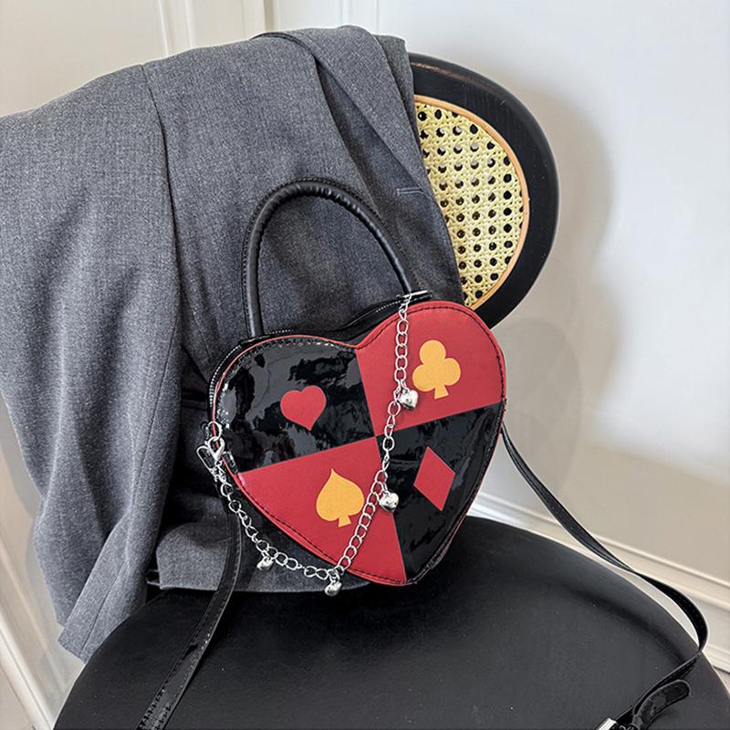Модная женская сумка через плечо Креативная сумка в виде покерной карты с принтом в форме сердца Сумка кроссбоди Маленькая ручная сумочка CLE