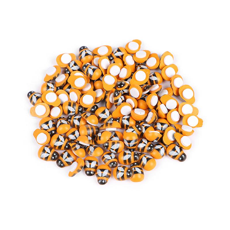 100pcs Wooden Mini Bee Ladybugs DIY Craft Scrapbooking Home Garden Decoration Wedding Party Kids Gift Self Adhisive Wall Sticker
