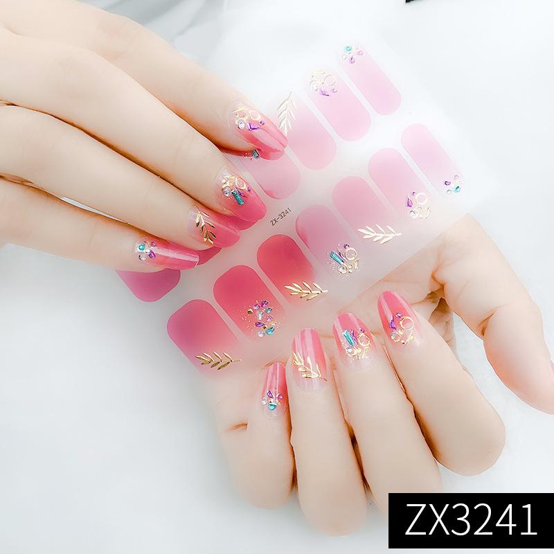 ZX 3D Waterproof No-Cure Gel Nail Wraps, Full Cover Minimalist Luxury Style Nail Stickers, Nail Patch Films