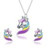 Красочный набор ожерелья и серег с единорогом