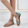 2024 Новые летние женские бохо-национальные цветные сандалии большого размера на плоской подошве 41--43